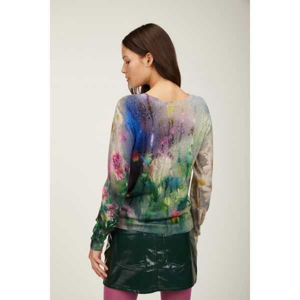 Crewneck sweater with Rugiada print double use