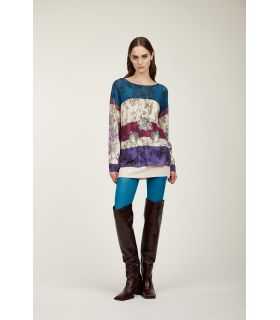 Maglia collo a barca con stampa Decoupage double use