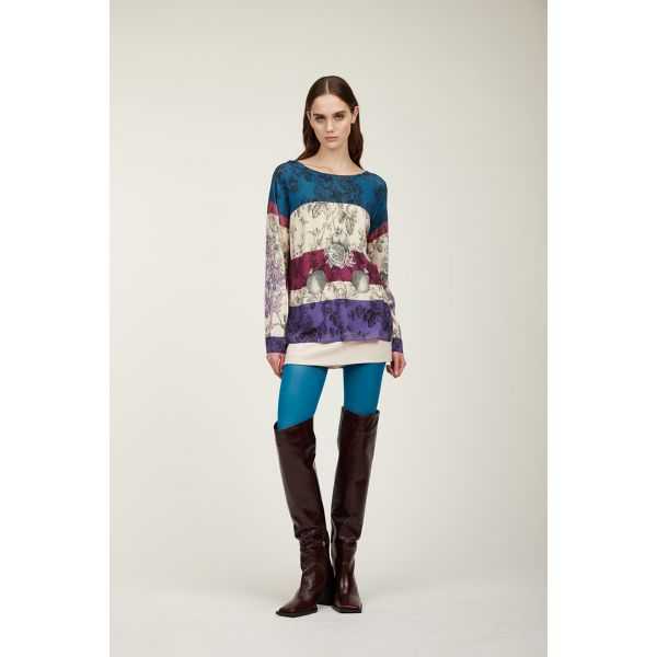 Boatneck sweater with Decoupage print double use