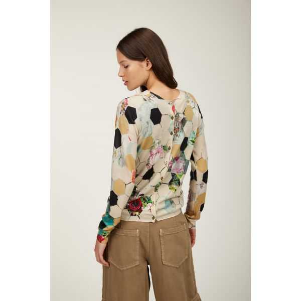 Korean jacket with Esagoni print double use