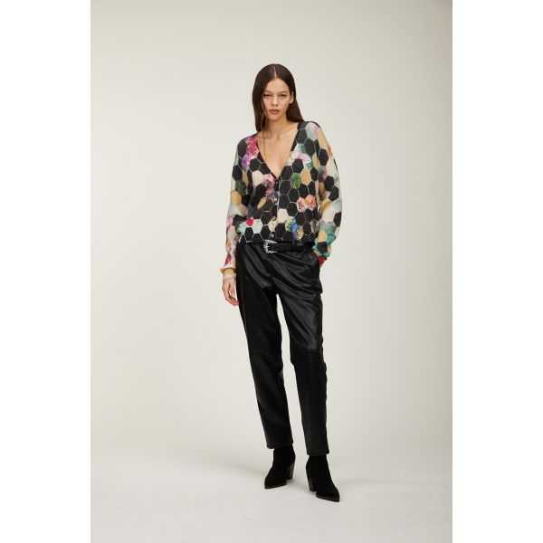 V neck jacket with Esagoni print