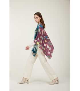 Poncho con stampa Esagoni double use