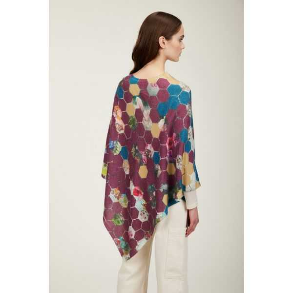 Poncho with Esagoni print double use