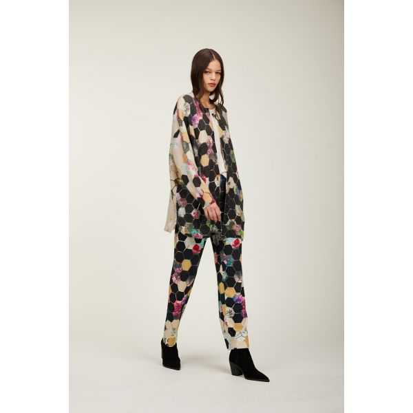Giaccone oversize con stampa Esagoni