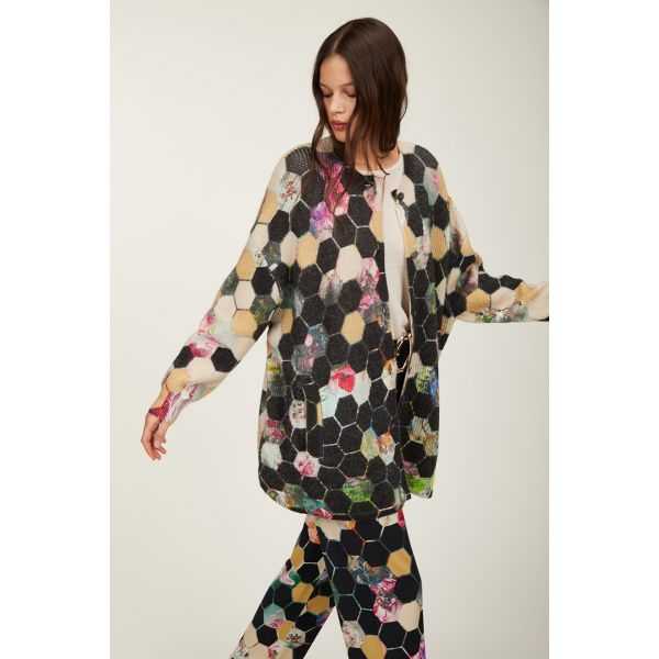 Giaccone oversize con stampa Esagoni