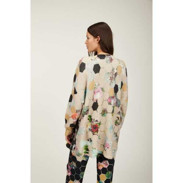 Giaccone oversize con stampa Esagoni