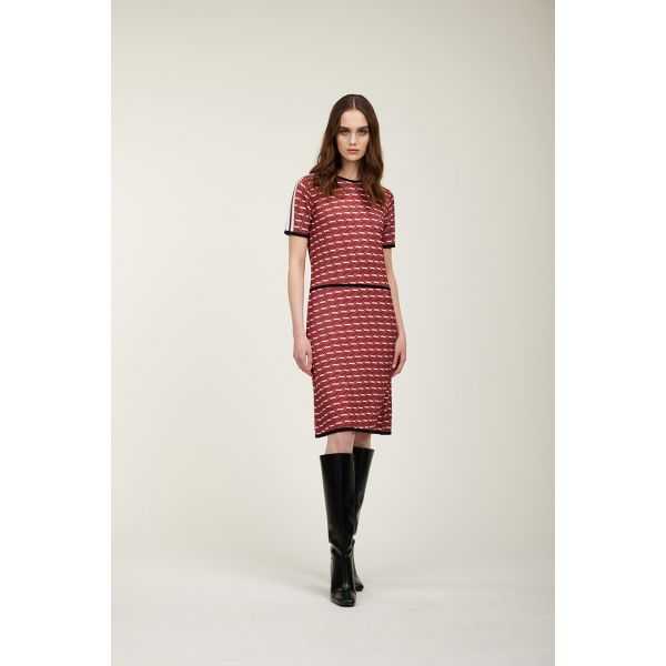 Dress with short sleeves and Cinture print