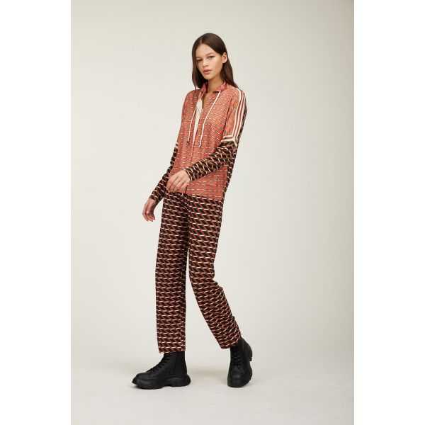 Jacket with zipper and Cinture print