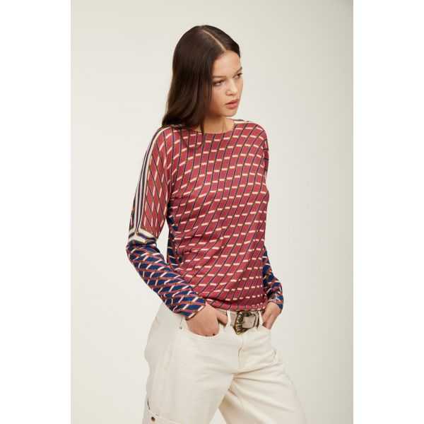 Crewneck sweater with Cinture print double use