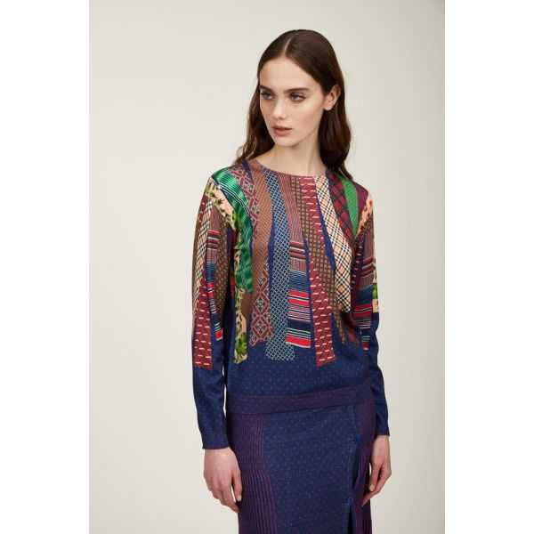 Maglia girocollo con stampa Cravatte double use