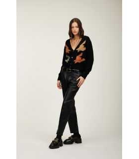 V neck jacket with maxi pied de poul inlay