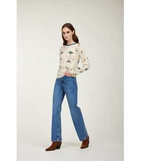 Crewneck sweater with Bijoux print double use