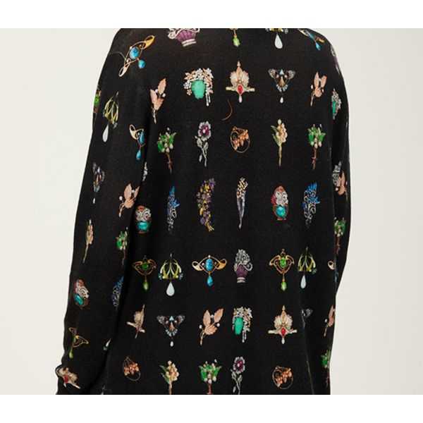 Crewneck sweater with Bijoux print double use
