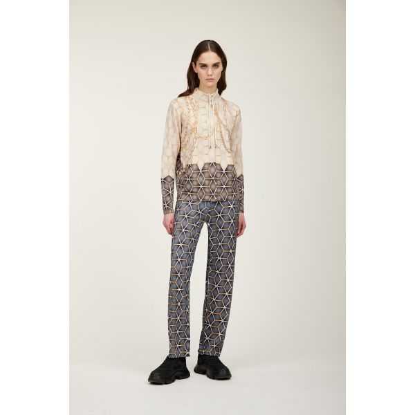 Giubbotto con zip e stampa Gold