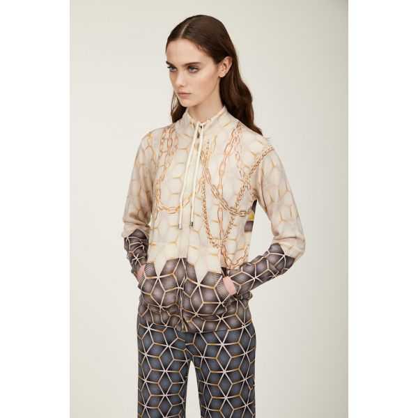 Giubbotto con zip e stampa Gold