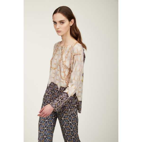 Maglia barca oversize con stampa Gold