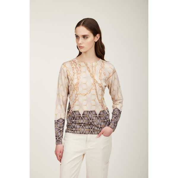 Maglia girocollo con stampa Gold dauble use