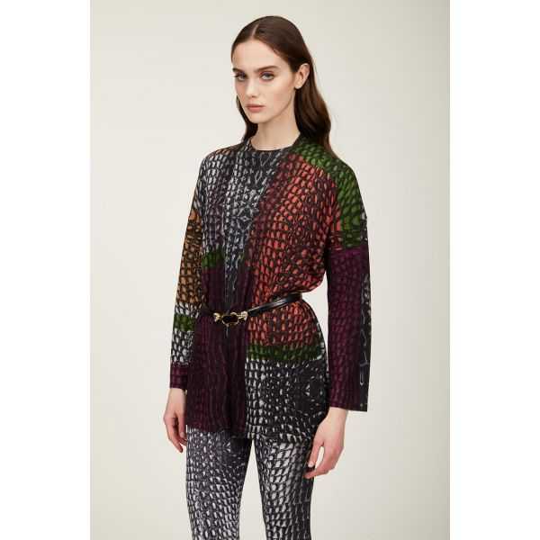 Cardigan lungo con stampa Cocco patch