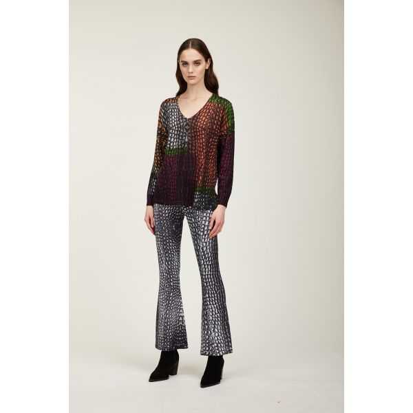 Oversize V neck sweater with Cocco patch print