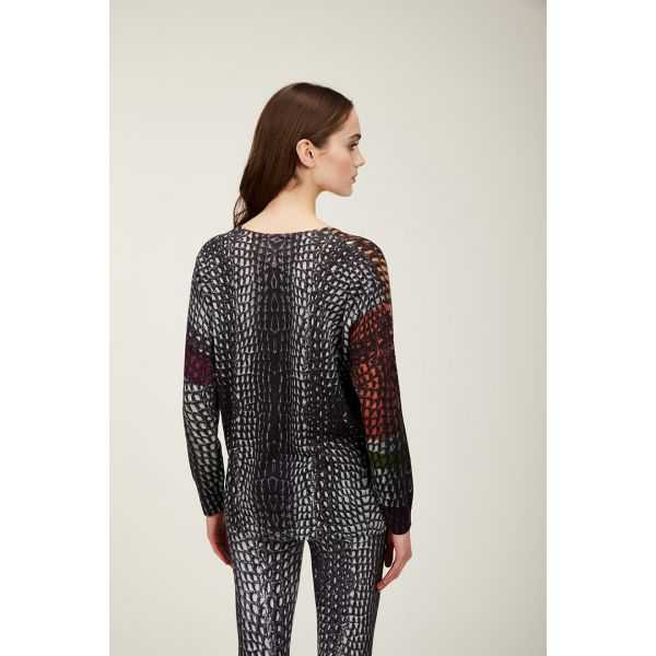Oversize V neck sweater with Cocco patch print