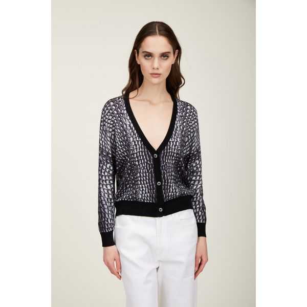 Giacca scollo v con stampa Cocco black