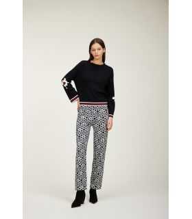 crewneck sweater with striped trims