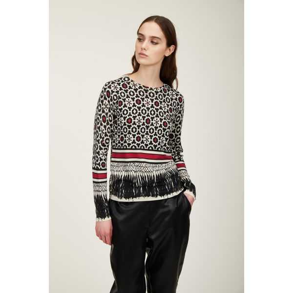 Crewneck sweater Batik print double use