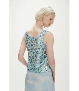 Top con paillettes e stampa Animalier
