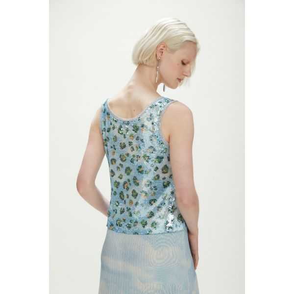 Sequins tank top with Animalier print