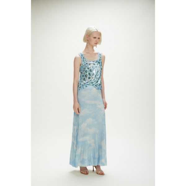 Sequins tank top with Animalier print