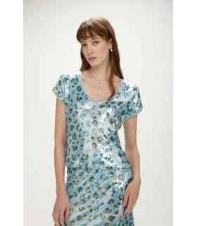 Kimono sequins shirt with Animalier print