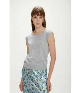 Top in lurex con lavorazione pointelle