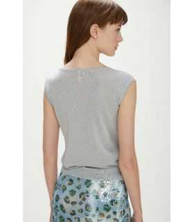 Top in lurex con lavorazione pointelle