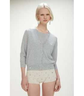 Lurex pointelle cardigan