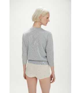 Lurex pointelle cardigan