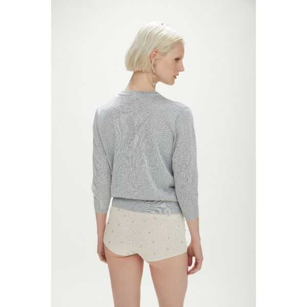 Lurex pointelle cardigan