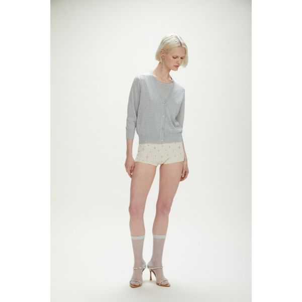 Lurex pointelle cardigan