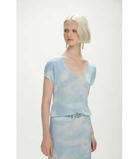 V neck t-shirt with Sky print double use