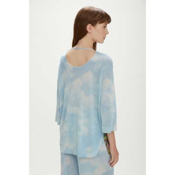 Oversized V neck sweater with Jungle print double use
