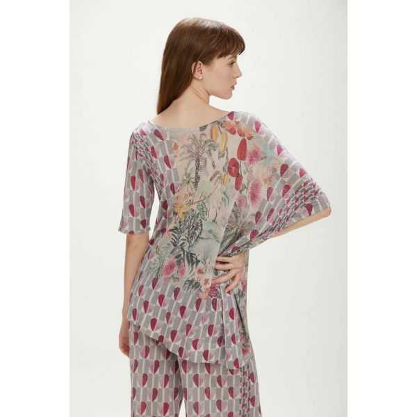 Oversized asymmetric sweater with Hearts print double use