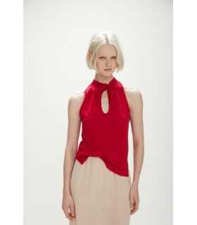 Top in maglia con scollo all'americana