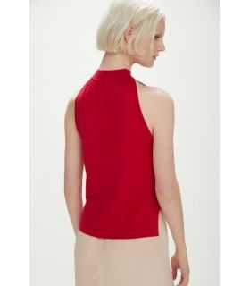 Top in maglia con scollo all'americana