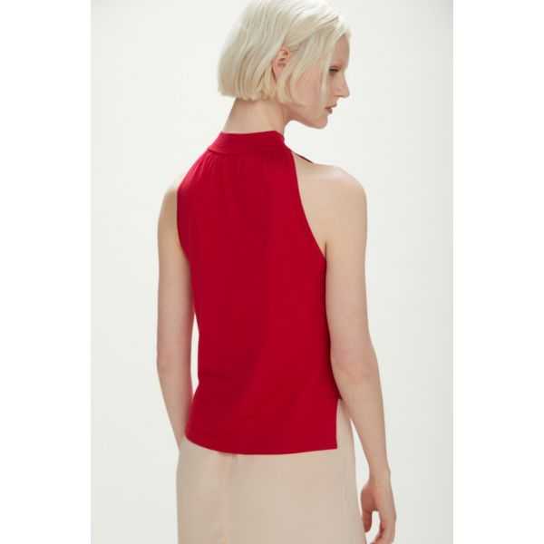 Top in maglia con scollo all'americana