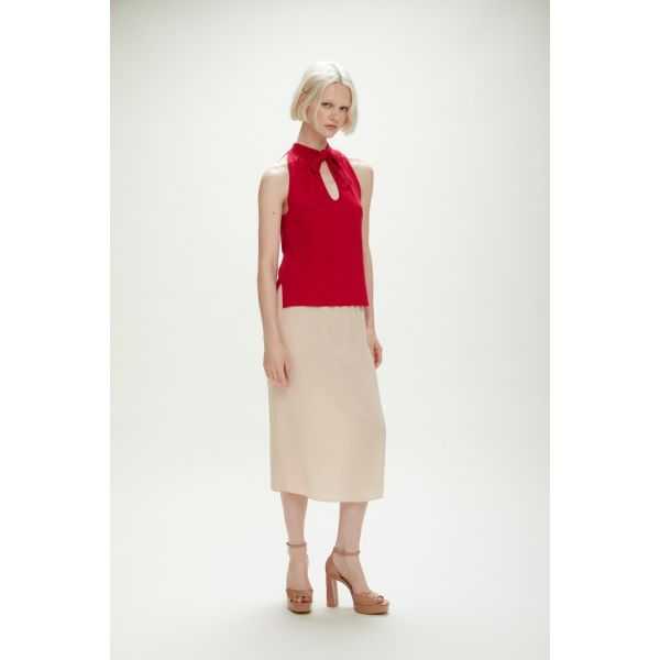 Top in maglia con scollo all'americana