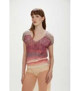V-neck top with Desert print double use