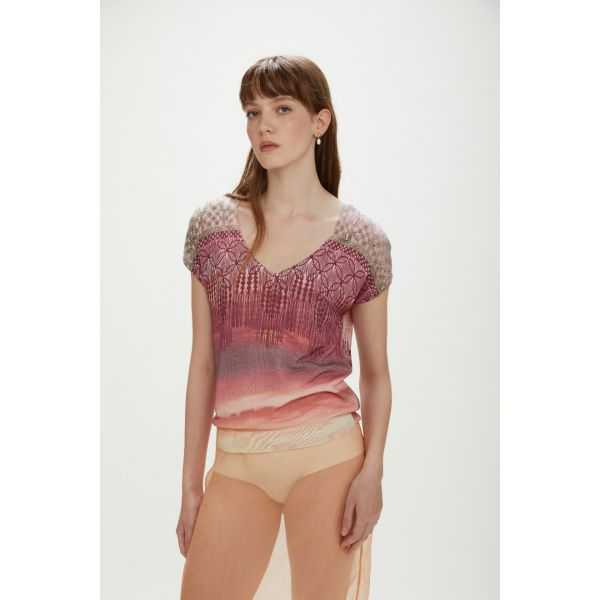 V-neck top with Desert print double use