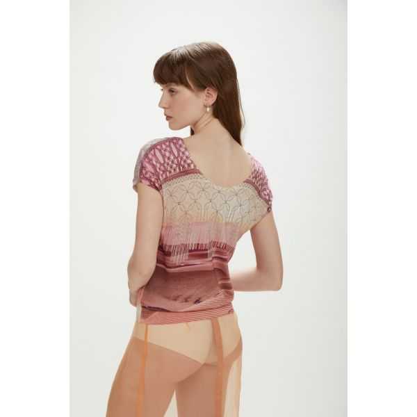 V-neck top with Desert print double use