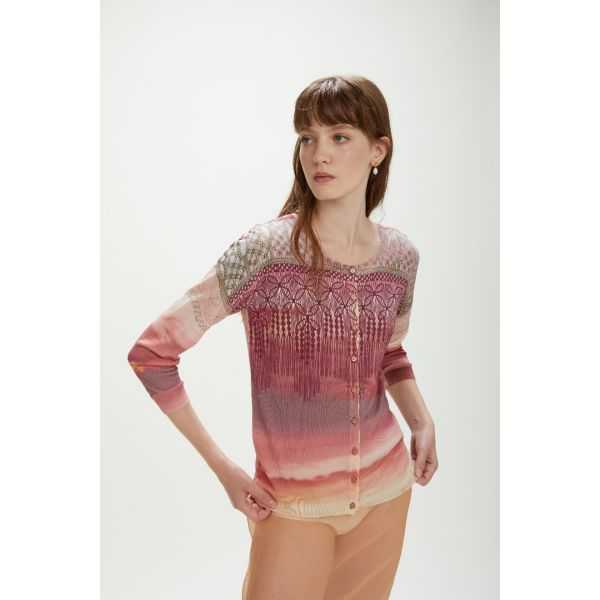 Cardigan with desert print double-use