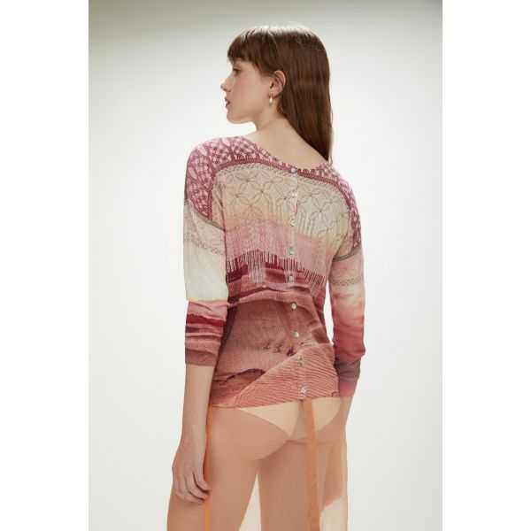 Cardigan with desert print double-use