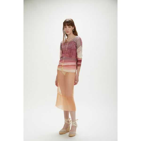 Cardigan with desert print double-use